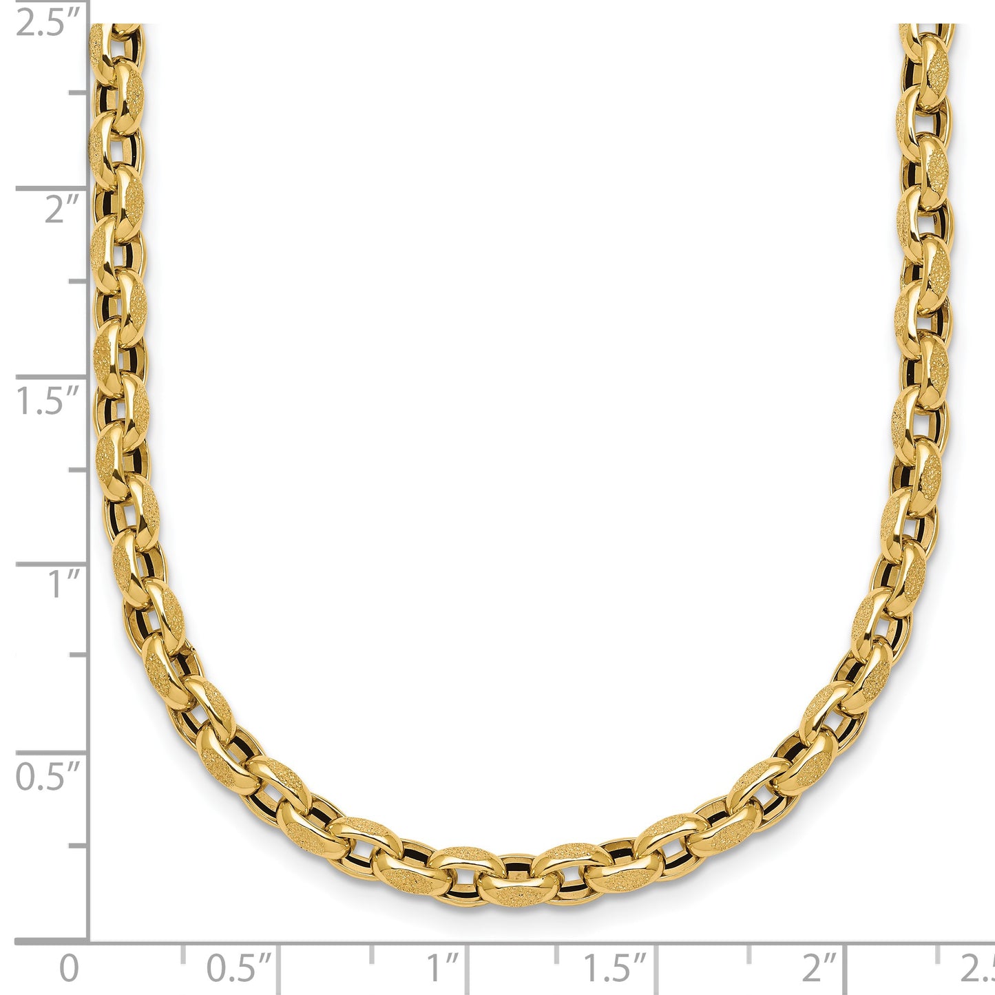 14k Polished 4mm Fancy Textured Rolo Link 17.25 inch Necklace