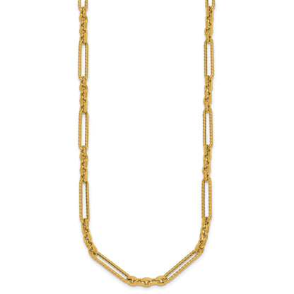 14K Polished and Textured Fancy Link with Toggle 18 inch Necklace
