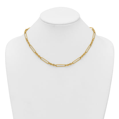 14K Polished and Textured Fancy Link with Toggle 18 inch Necklace
