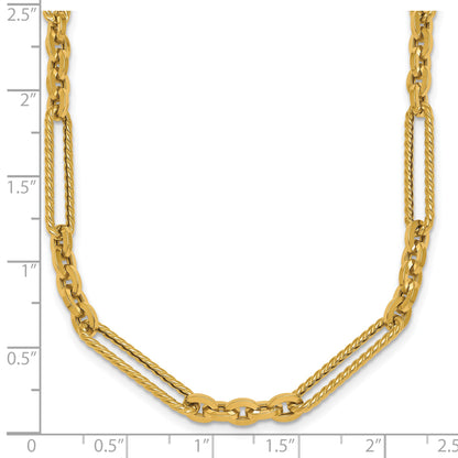 14K Polished and Textured Fancy Link with Toggle 18 inch Necklace
