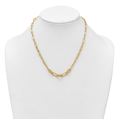 14K Polished Fancy Oval and Twisted Link 18 inch Paperclip Necklace