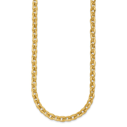 14k Polished And Brushed 6.5mm Fancy Cable Chain 18 inch Necklace