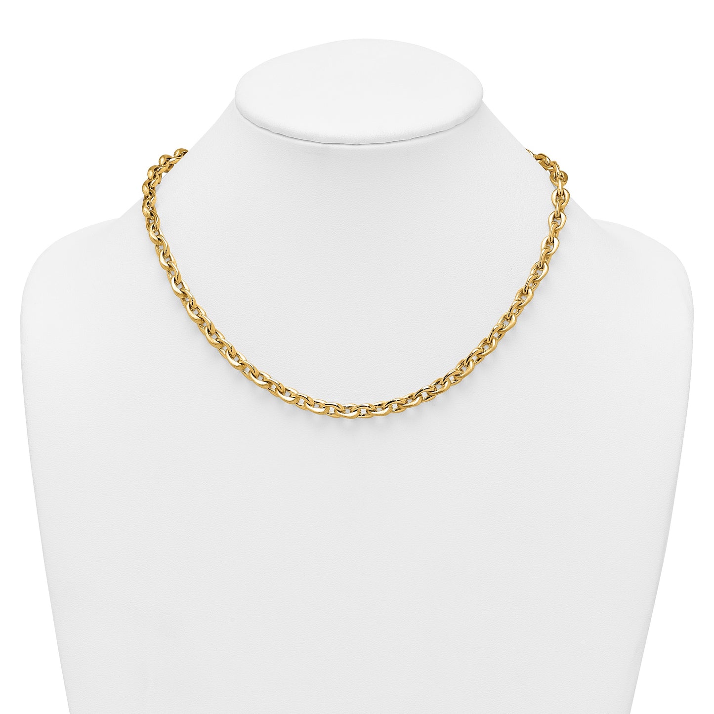 14k Polished And Brushed 6.5mm Fancy Cable Chain 18 inch Necklace