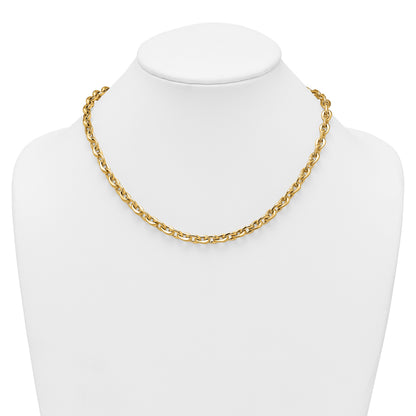 14k Polished And Brushed 6.5mm Fancy Cable Chain 18 inch Necklace