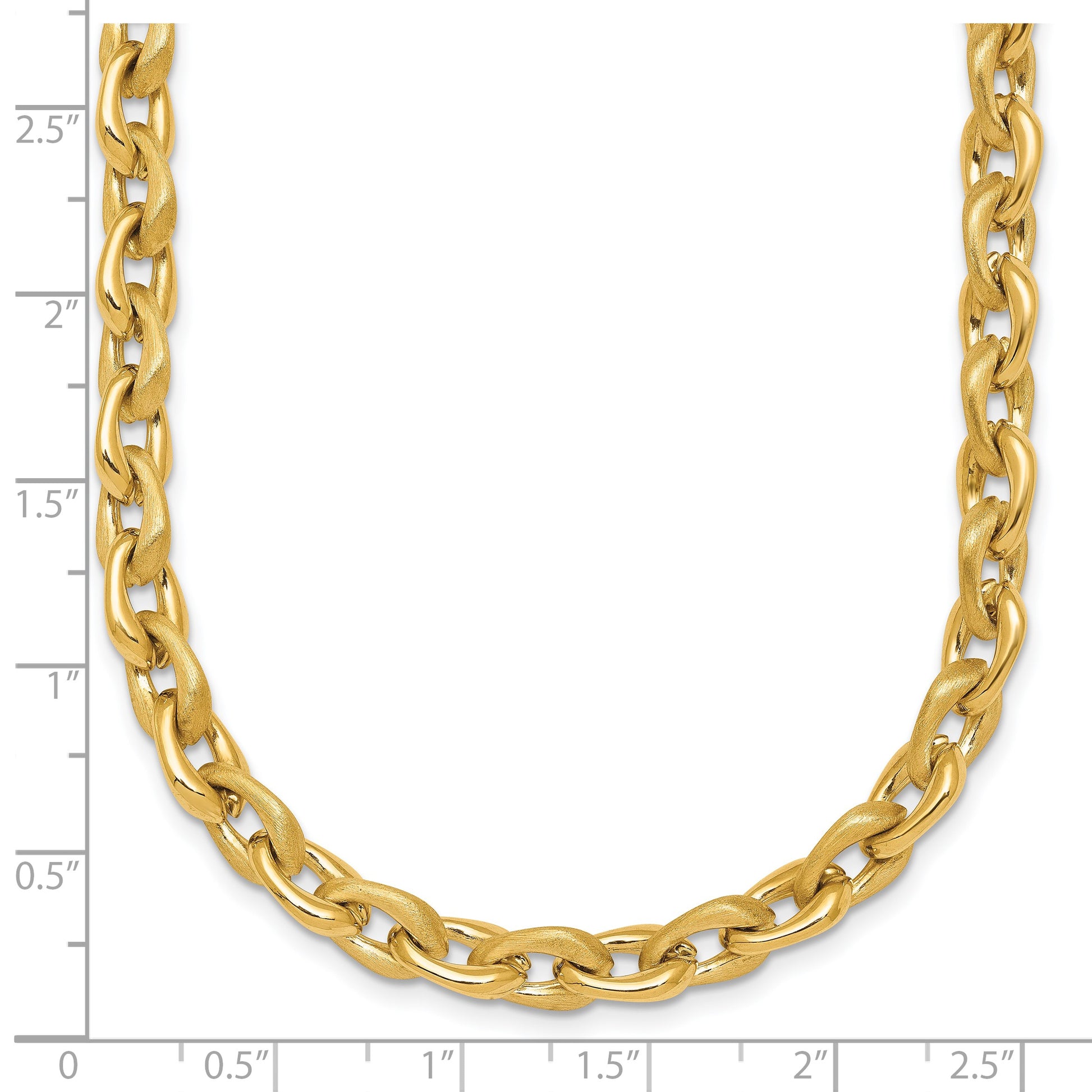 14k Polished And Brushed 6.5mm Fancy Cable Chain 18 inch Necklace