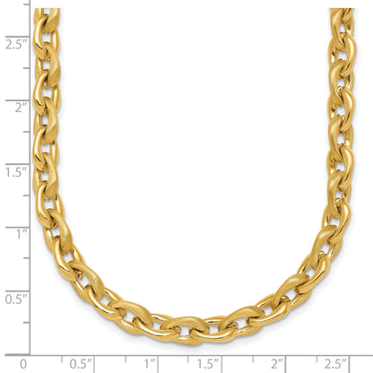 14k Polished And Brushed 6.5mm Fancy Cable Chain 18 inch Necklace