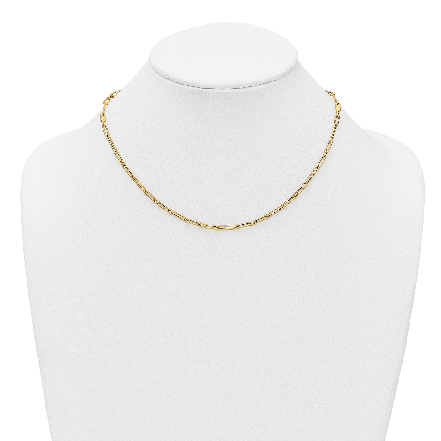 14k Polished 2.9mm Fancy Long and Short Paperclip Link 17 inch Necklace