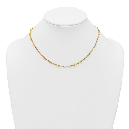 14k Polished 2.9mm Fancy Long and Short Paperclip Link 17 inch Necklace
