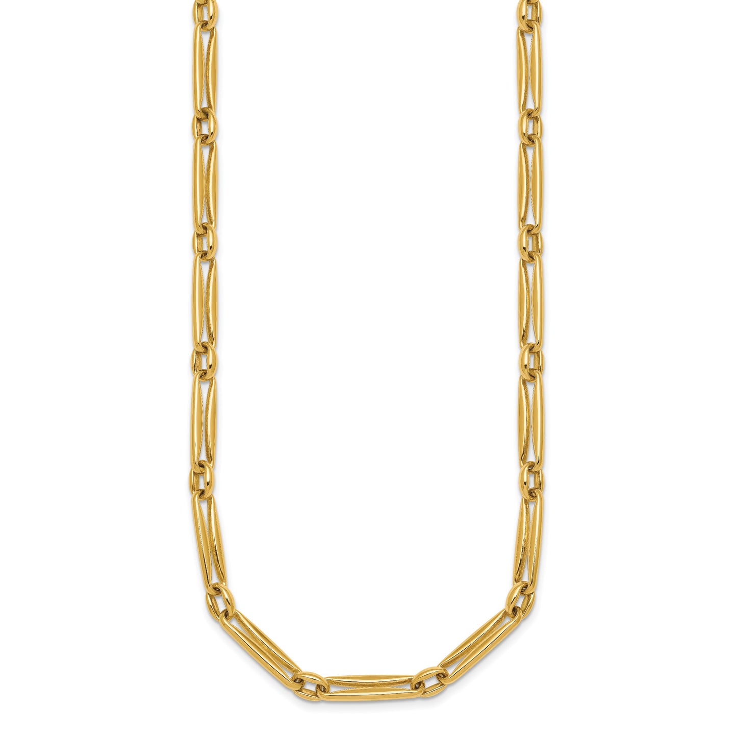 14k Polished 5mm Fancy Long and Round Link 18 inch Necklace