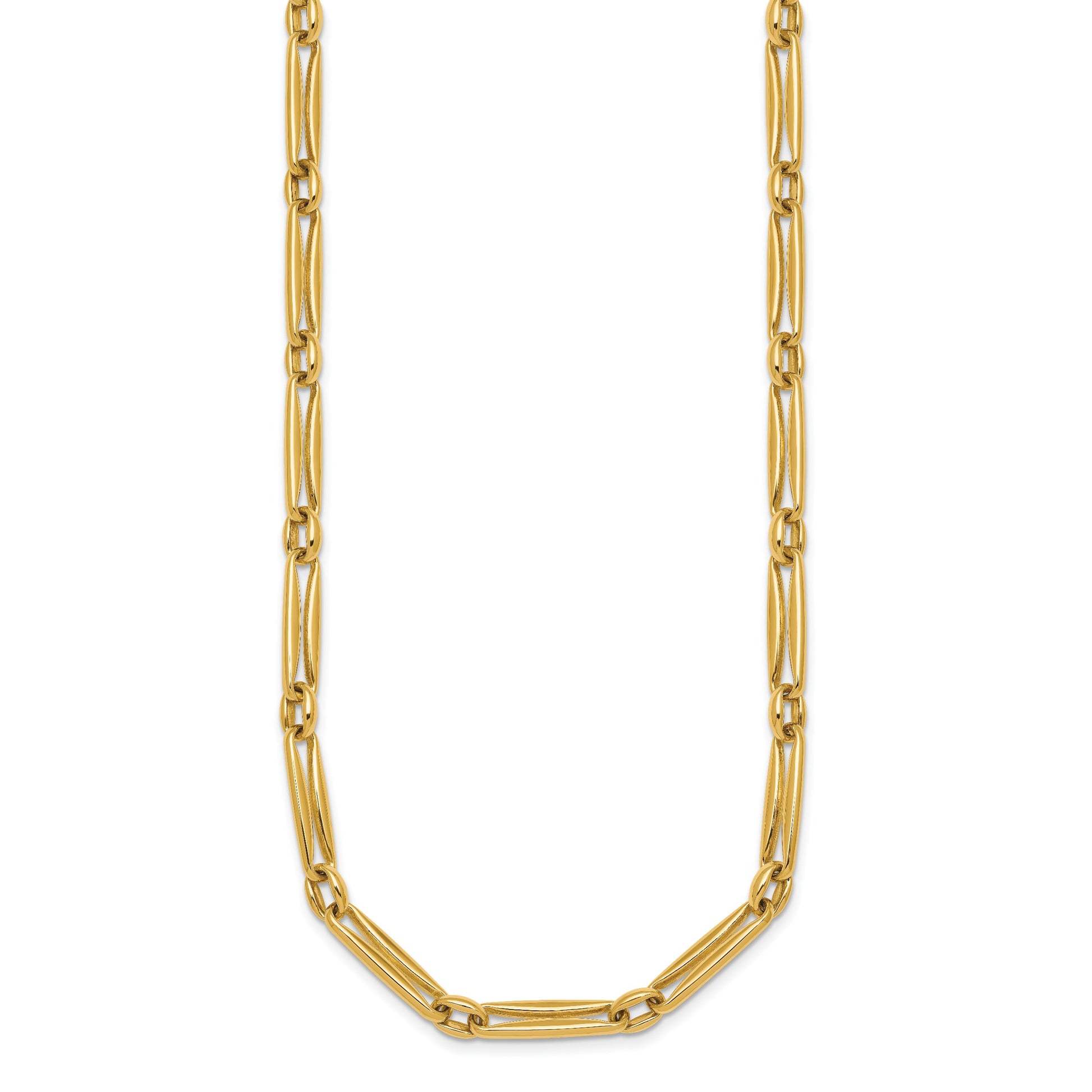14k Polished 5mm Fancy Long and Round Link 18 inch Necklace
