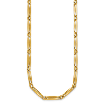14k Polished 5mm Fancy Long and Round Link 18 inch Necklace