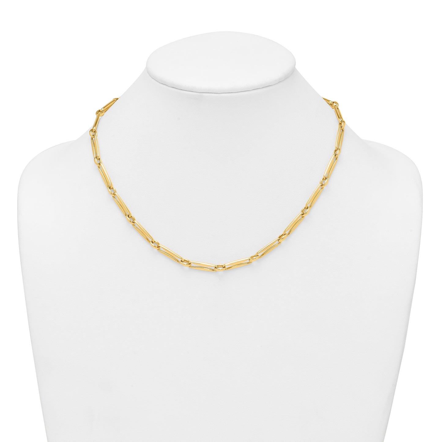 14k Polished 5mm Fancy Long and Round Link 18 inch Necklace