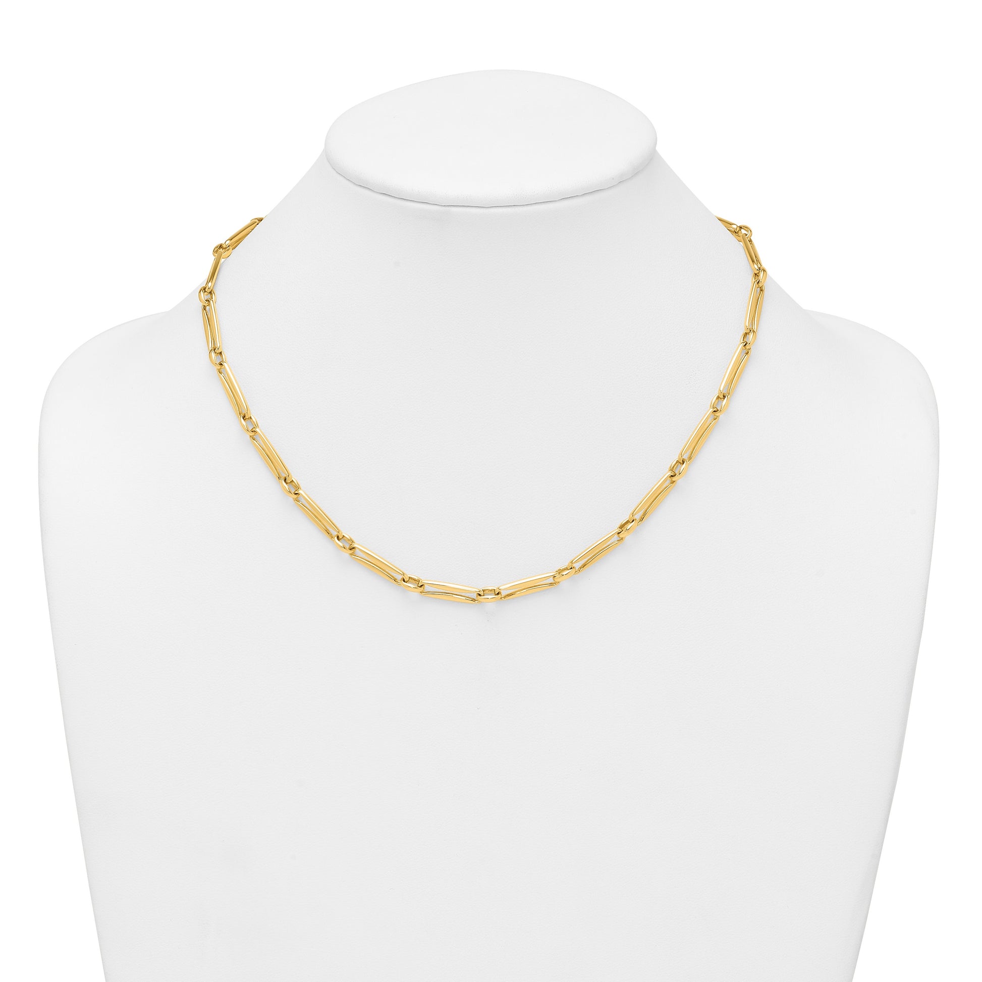 14k Polished 5mm Fancy Long and Round Link 18 inch Necklace