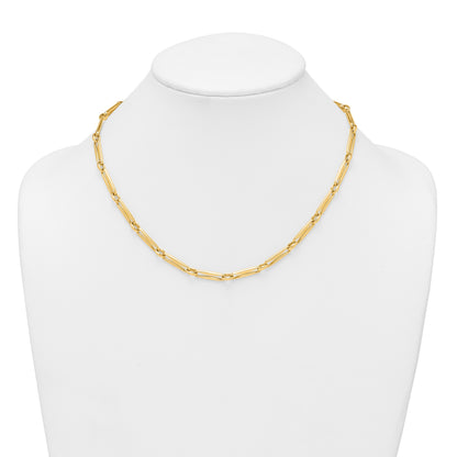 14k Polished 5mm Fancy Long and Round Link 18 inch Necklace