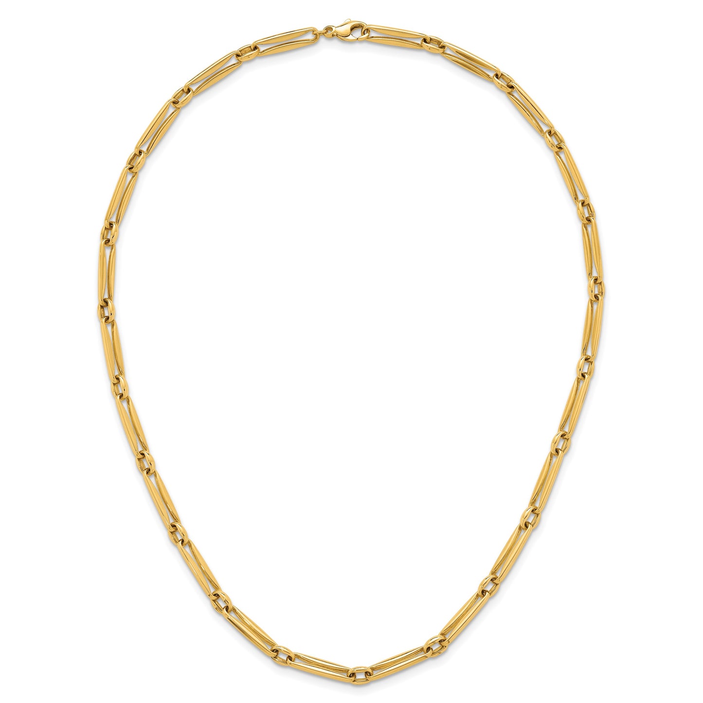 14k Polished 5mm Fancy Long and Round Link 18 inch Necklace