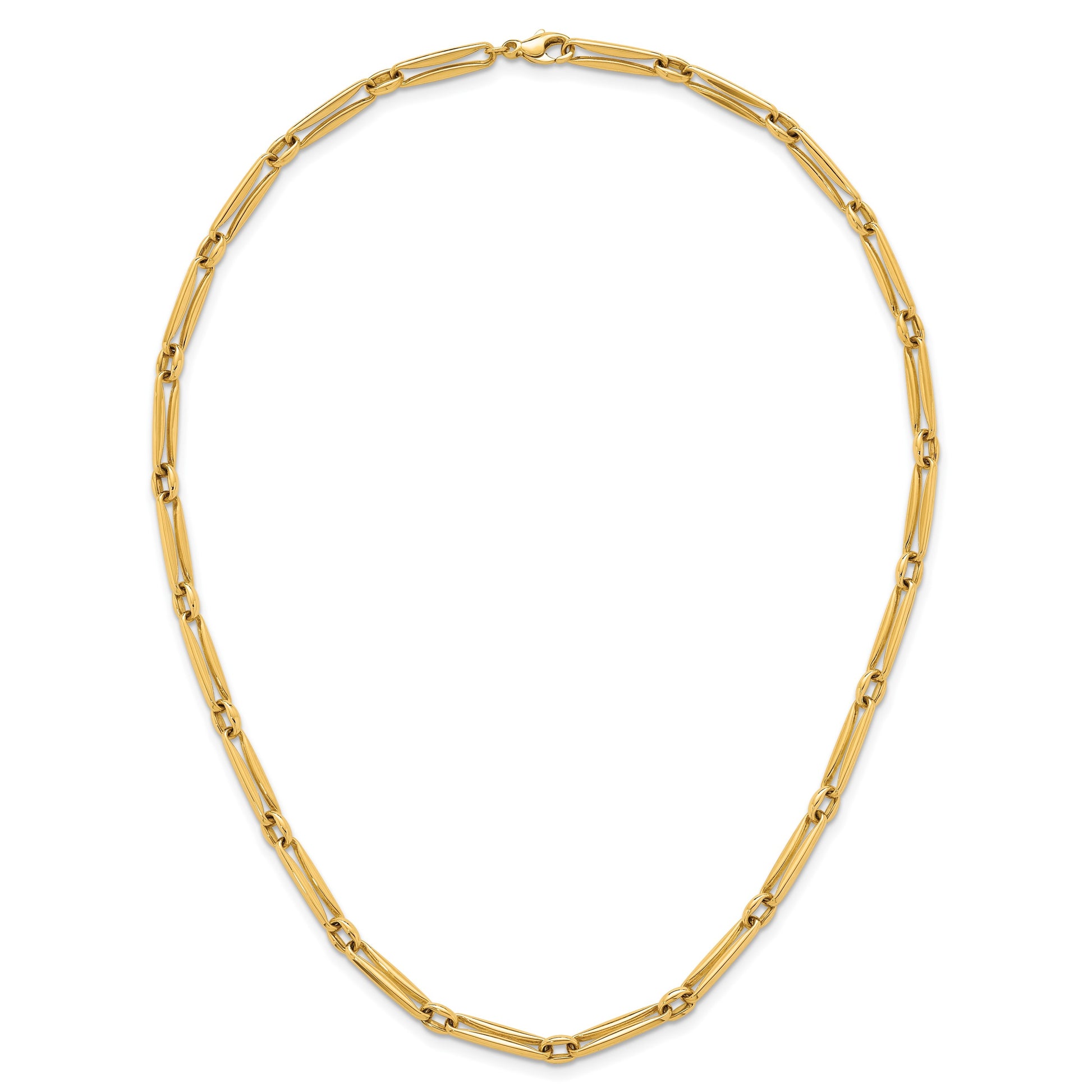 14k Polished 5mm Fancy Long and Round Link 18 inch Necklace