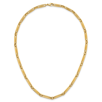 14k Polished 5mm Fancy Long and Round Link 18 inch Necklace