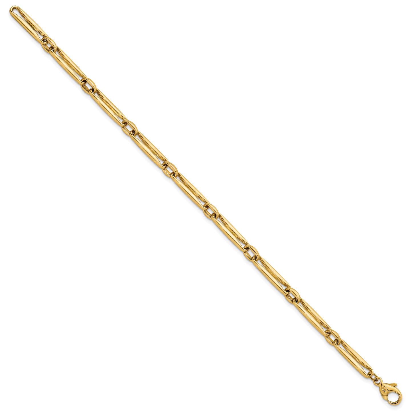 14k Polished 5mm Fancy Long and Round Link 7.5 inch Bracelet