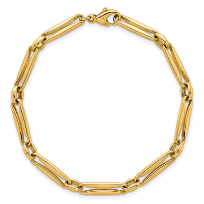 14k Polished 5mm Fancy Long and Round Link 7.5 inch Bracelet