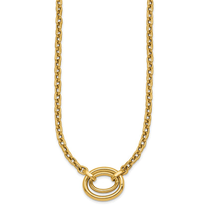 14K Polished Double Oval 17.5 inch Fancy Necklace Plus 0.5 inch Extender