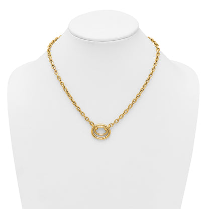 14K Polished Double Oval 17.5 inch Fancy Necklace Plus 0.5 inch Extender