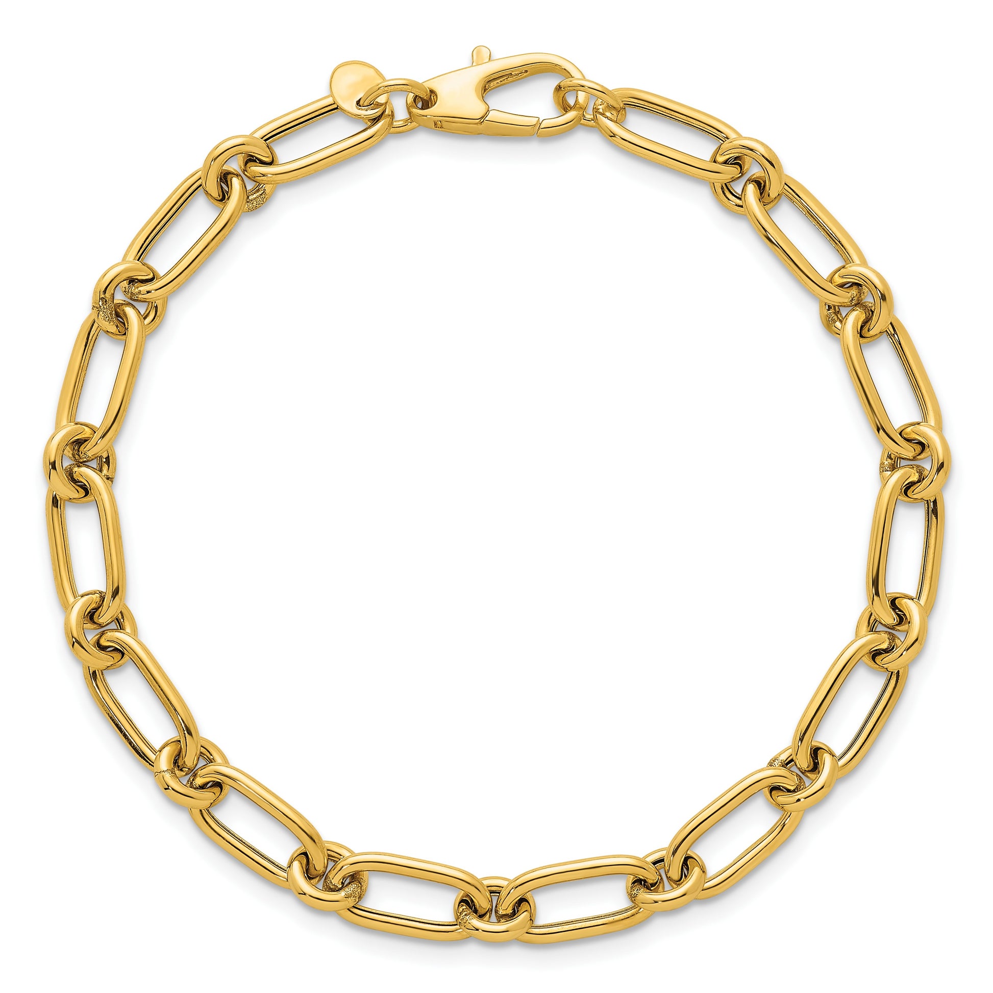 14k Polished 6mm Oval and Circle Link 7.5 inch Bracelet