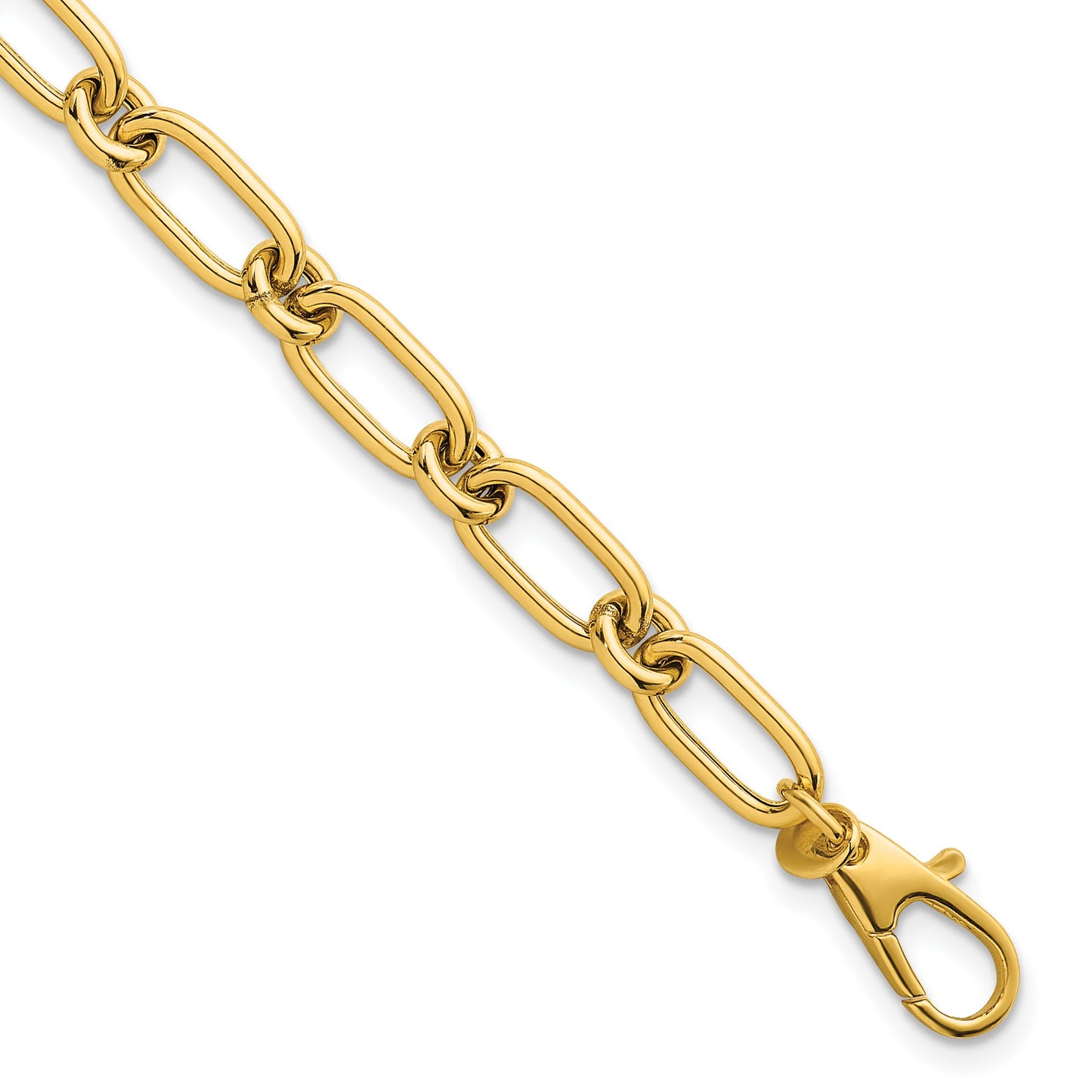 14k Polished 6mm Oval and Circle Link 7.5 inch Bracelet