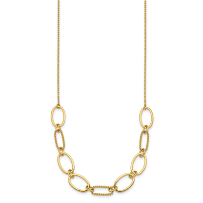 14k Polished And Twisted 9.5mm Oval Links 16 inch Necklace Plus 2 inch Extender