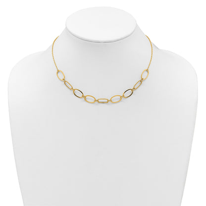 14k Polished And Twisted 9.5mm Oval Links 16 inch Necklace Plus 2 inch Extender