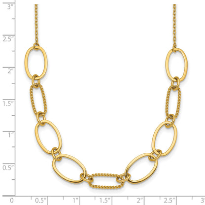 14k Polished And Twisted 9.5mm Oval Links 16 inch Necklace Plus 2 inch Extender