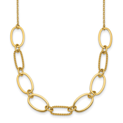 14k Polished And Twisted 9.5mm Oval Links 16 inch Necklace Plus 2 inch Extender