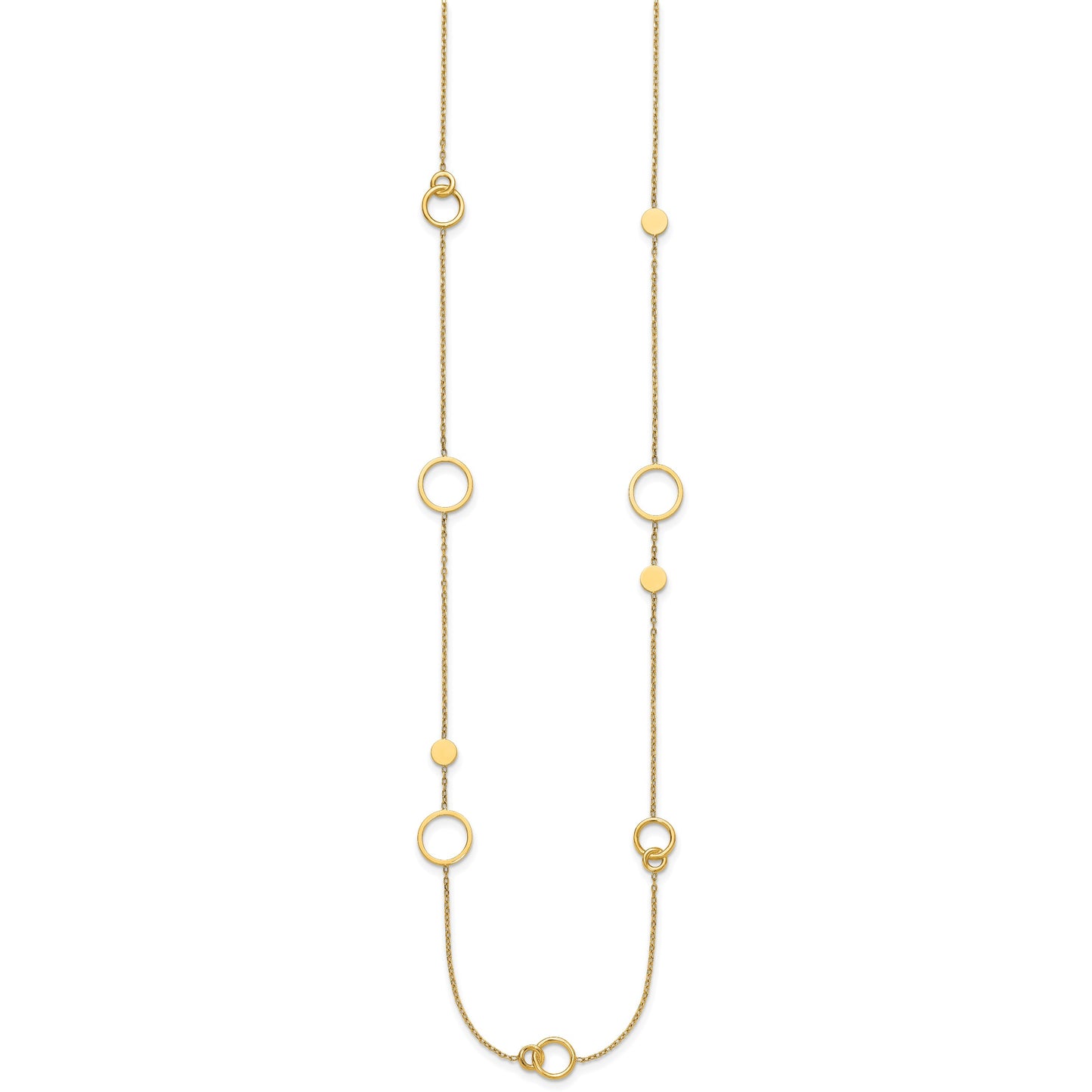 14k Polished Circle and Chain Pattern 25.5 inch Necklace