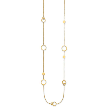 14k Polished Circle and Chain Pattern 25.5 inch Necklace