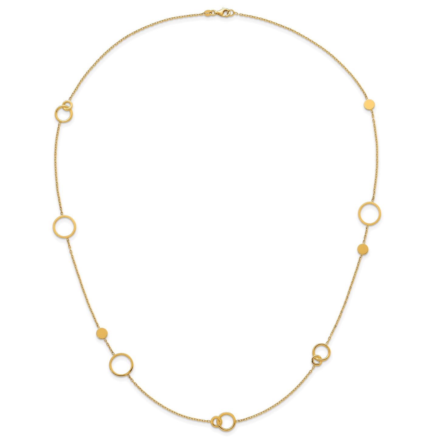 14k Polished Circle and Chain Pattern 25.5 inch Necklace