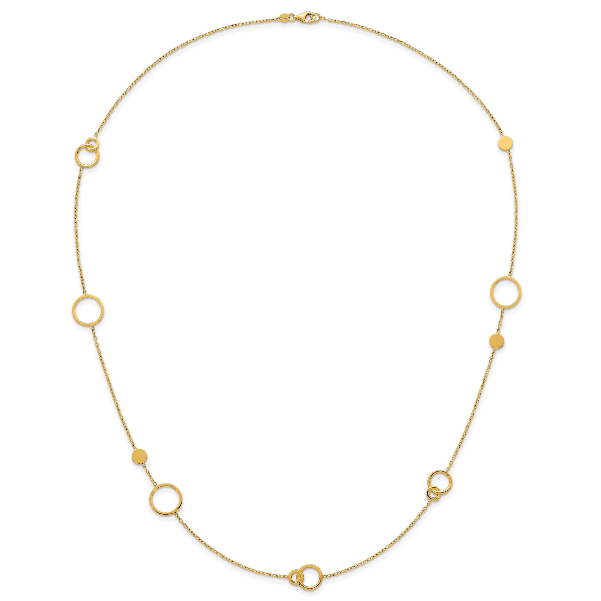 14k Polished Circle and Chain Pattern 25.5 inch Necklace