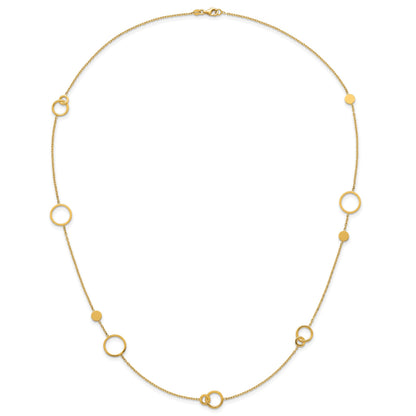 14k Polished Circle and Chain Pattern 25.5 inch Necklace