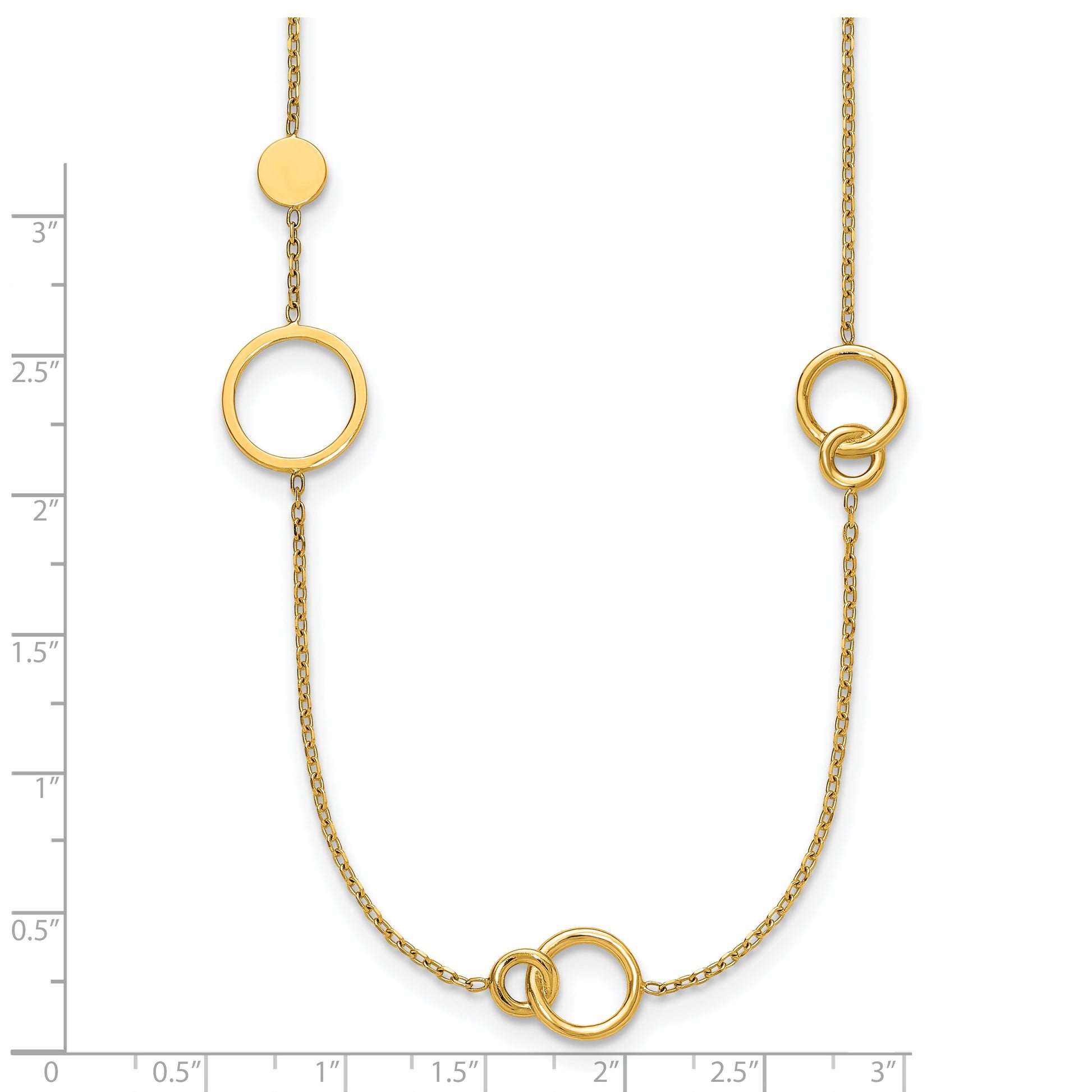 14k Polished Circle and Chain Pattern 25.5 inch Necklace