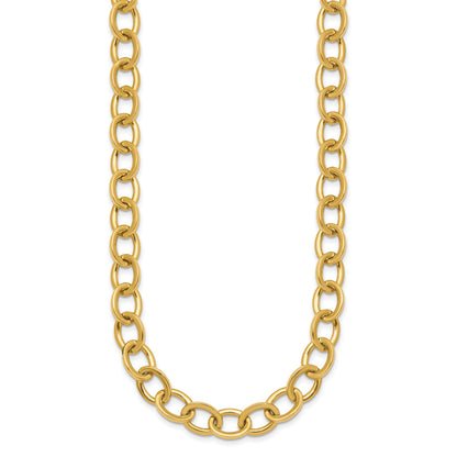 14k Polished 9mm Round Cable Chain 18 inch Necklace