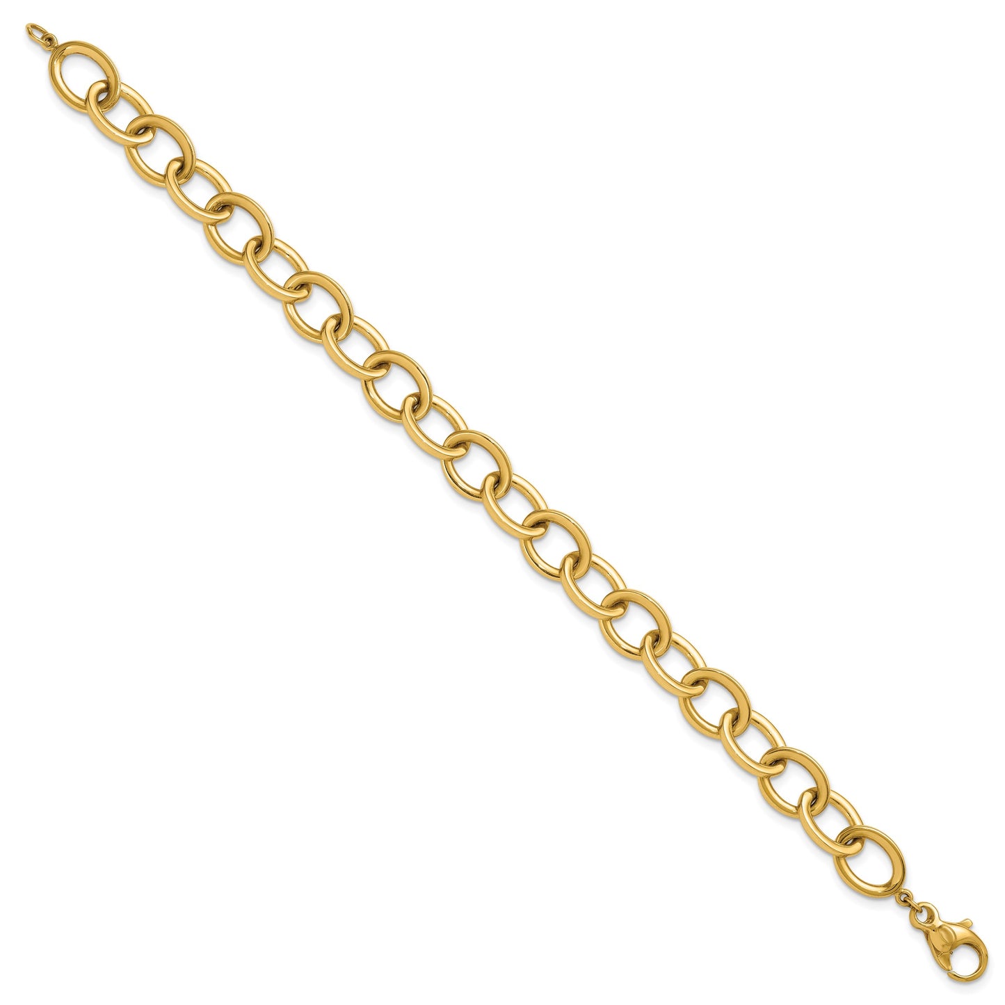 14k Polished 9mm Round Cable Chain 7.5 inch Bracelet