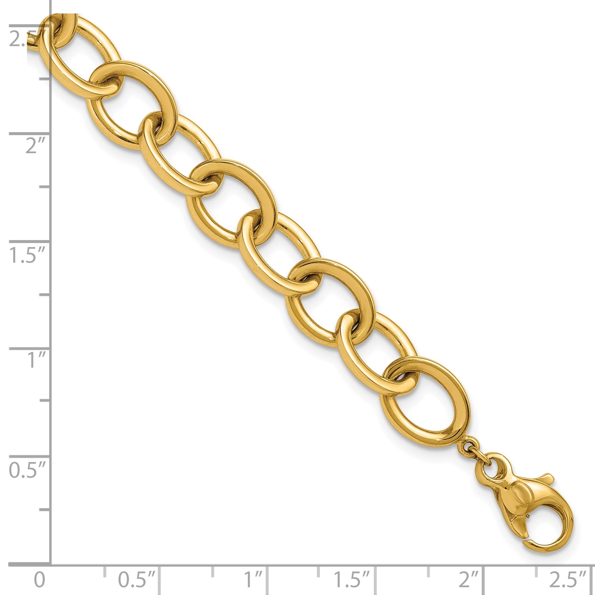 14k Polished 9mm Round Cable Chain 7.5 inch Bracelet