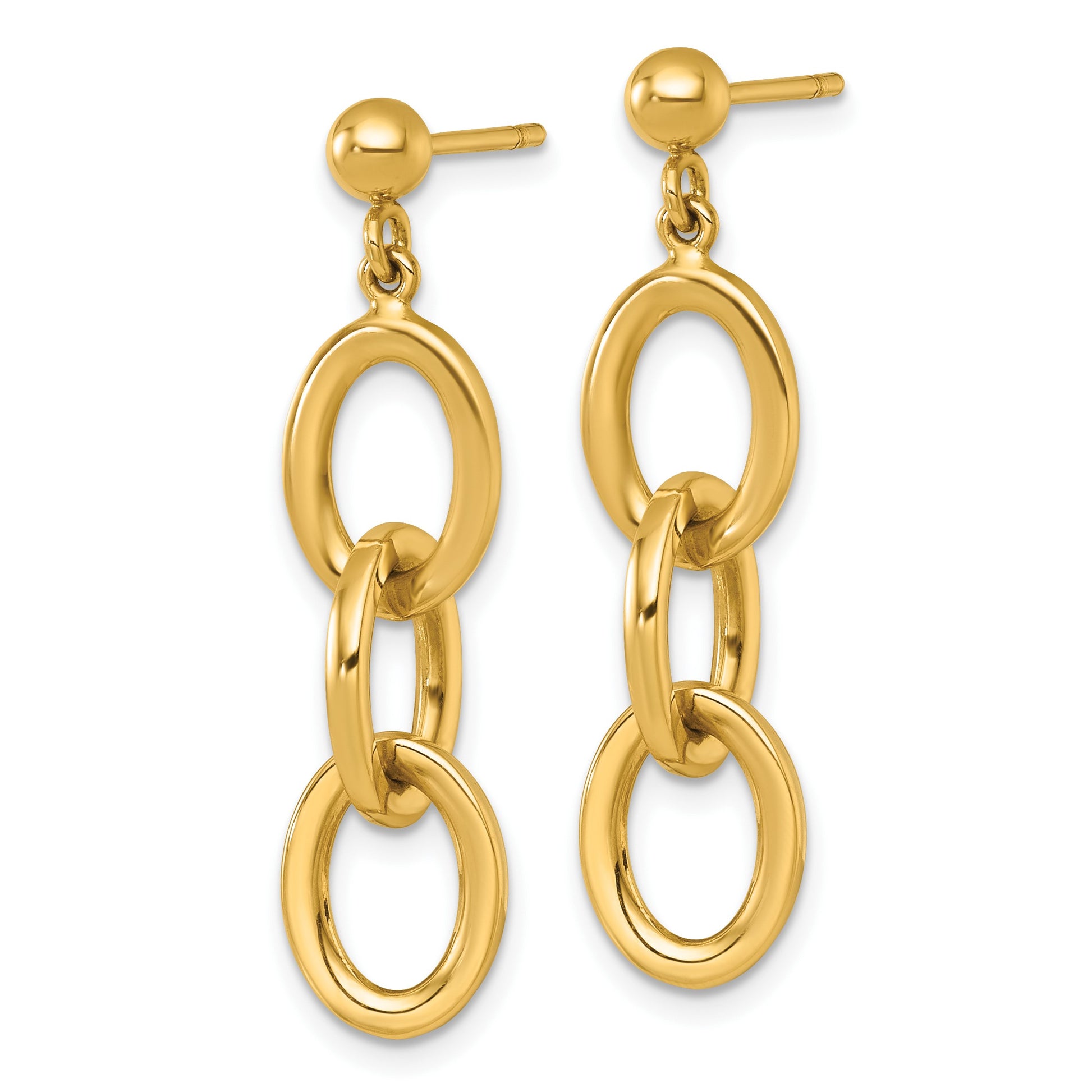 14k Polished Ovals Dangle Post Earrings
