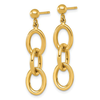 14k Polished Ovals Dangle Post Earrings