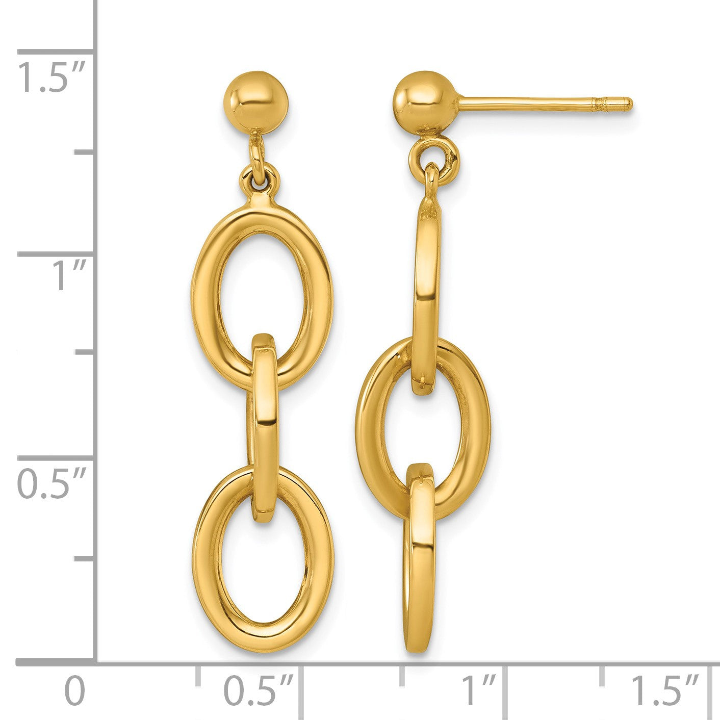 14k Polished Ovals Dangle Post Earrings