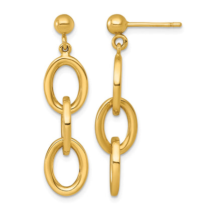 14k Polished Ovals Dangle Post Earrings