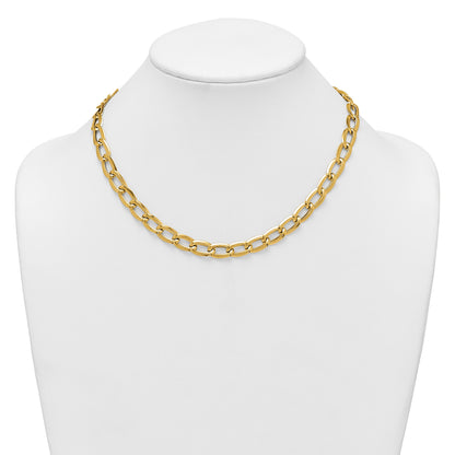 14k Polished And Textured 8mm Long Curb Link 18 inch Necklace