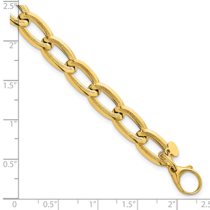 14k Polished And Textured 8mm Long Curb Link 7.5 inch Bracelet