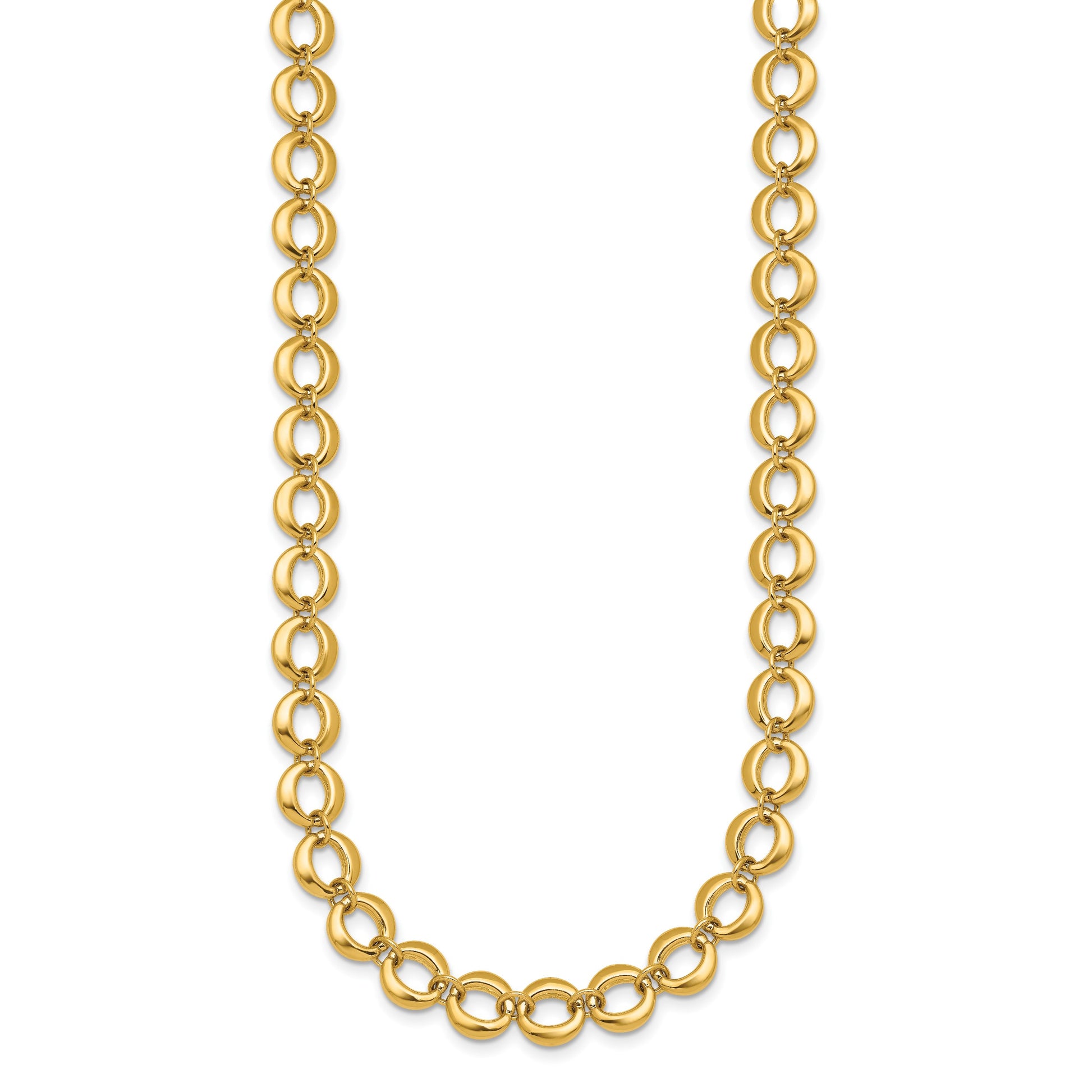 14k Polished 8mm Fancy Circle Link 18 inch Necklace