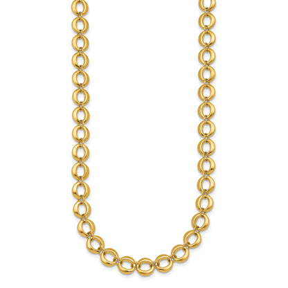 14k Polished 8mm Fancy Circle Link 18 inch Necklace