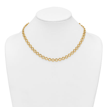 14k Polished 8mm Fancy Circle Link 18 inch Necklace