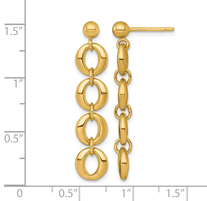 14k Polished Fancy Circle Link Dangle Post Earrings